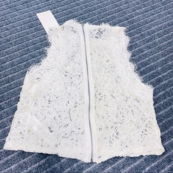 ZARA Back Zip Brocade Lace Crop Top Size S In Ivory NWT - Picture 8 of 12